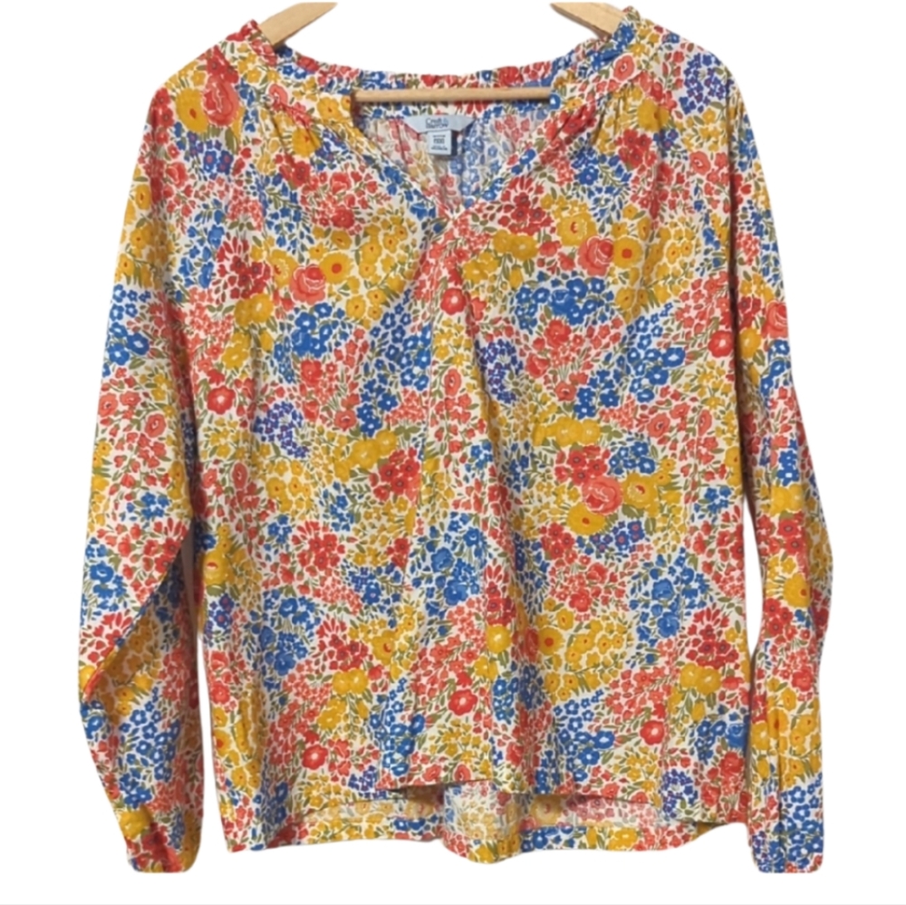 100% Cotton Spring Easter Floral Babydoll Multicolor Women's Teacher Shirt